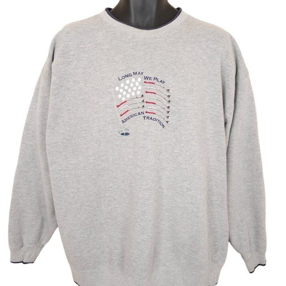 Vintage Golf Sweatshirt Mens Size 2XL 90s Gray Long May We Play American